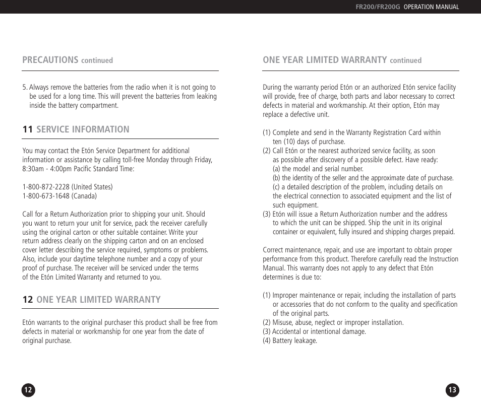 Eton FR200 User Manual | Page 7 / 24