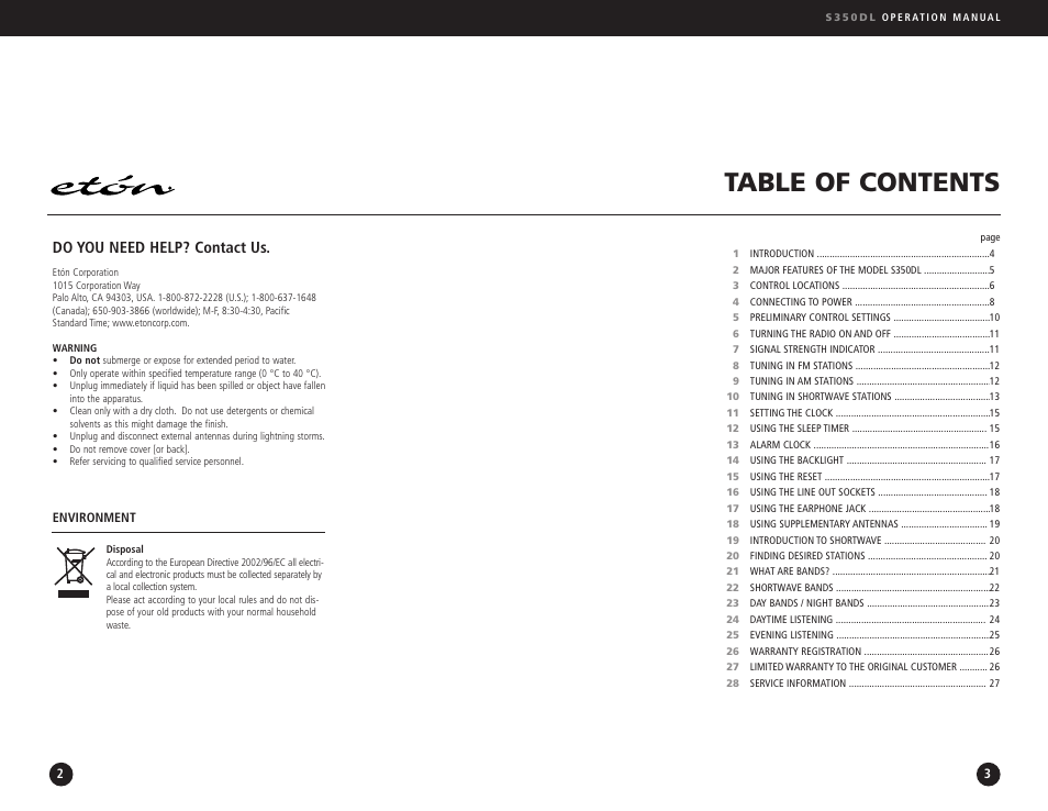 Eton AM/FM Radio User Manual | Page 2 / 15