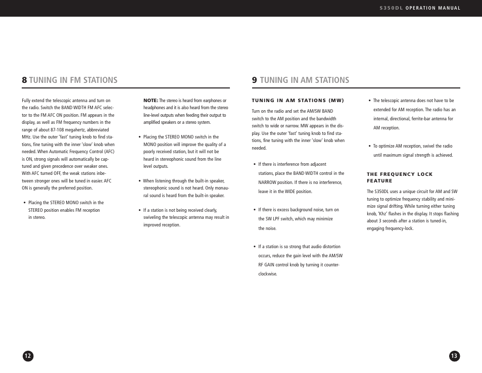 9tuning in am stations, 8tuning in fm stations | Eton AM/FM Radio User Manual | Page 7 / 15