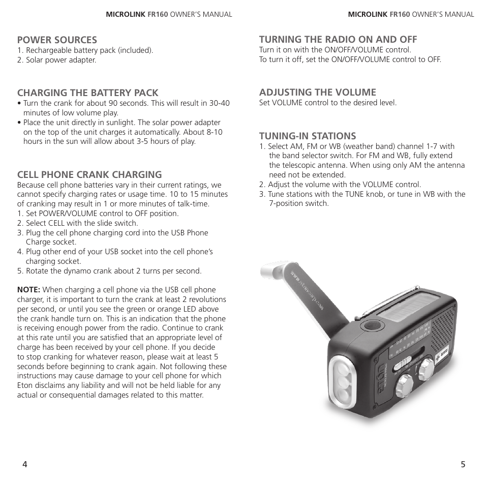 Eton Microlink ARCFR160WXW WHT User Manual | Page 3 / 11