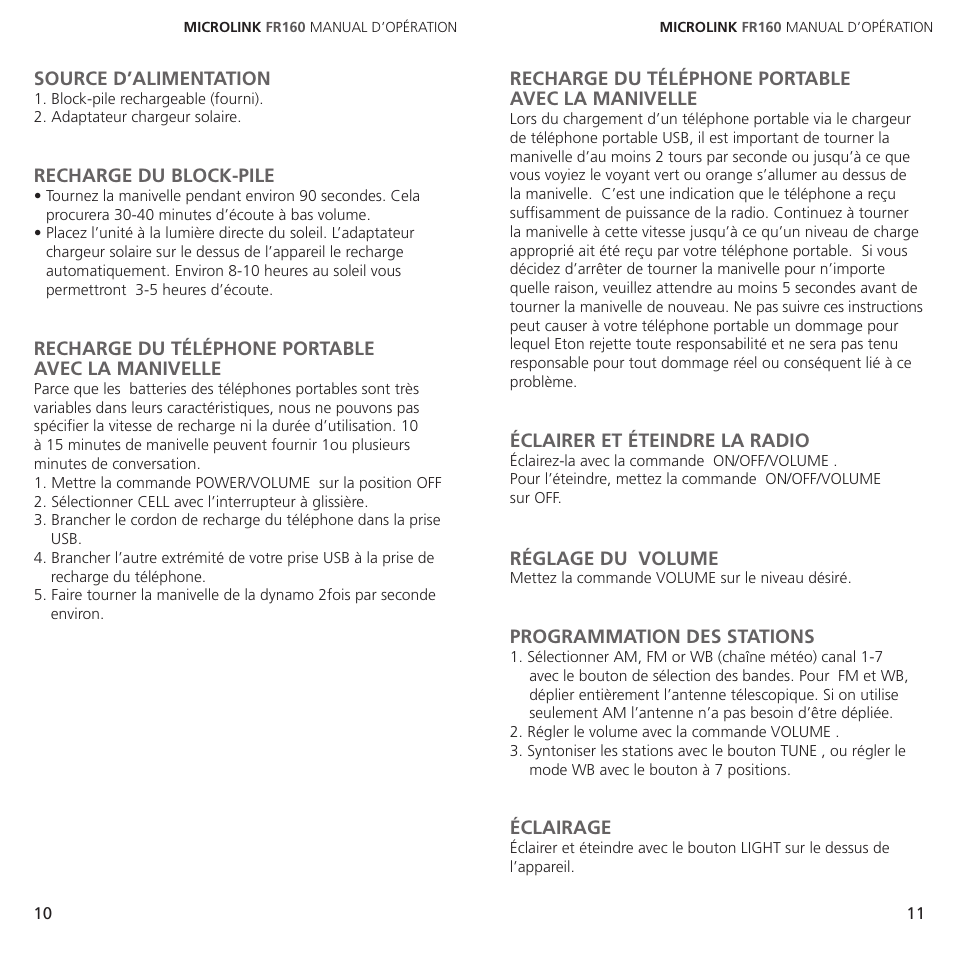 Eton Microlink ARCFR160WXW WHT User Manual | Page 6 / 11