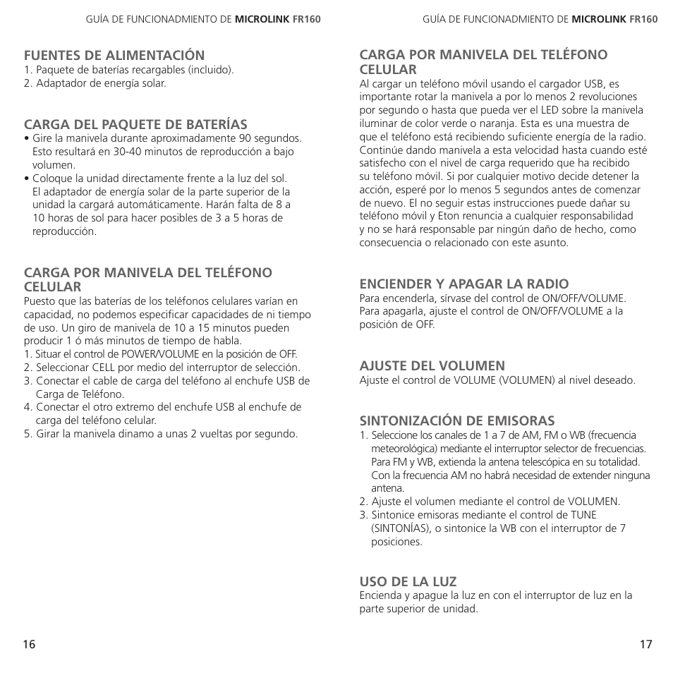 Eton Microlink ARCFR160WXW WHT User Manual | Page 9 / 11