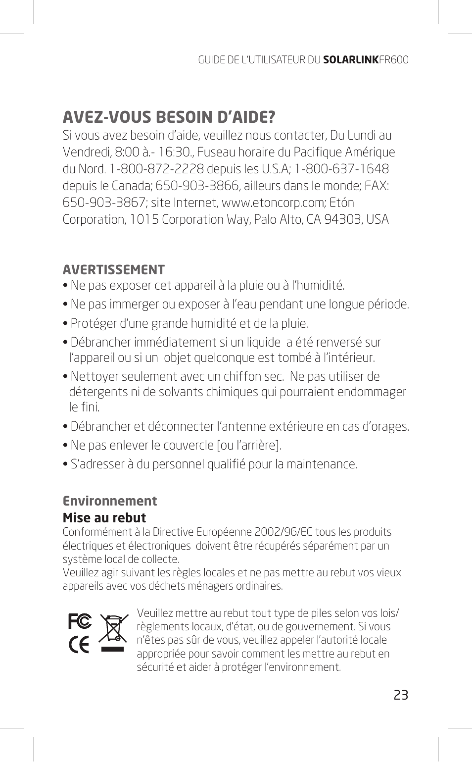 Avez-vous besoin d’aide | Eton FR600 User Manual | Page 23 / 68