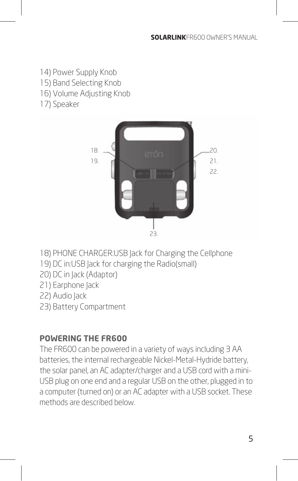 Eton FR600 User Manual | Page 5 / 68