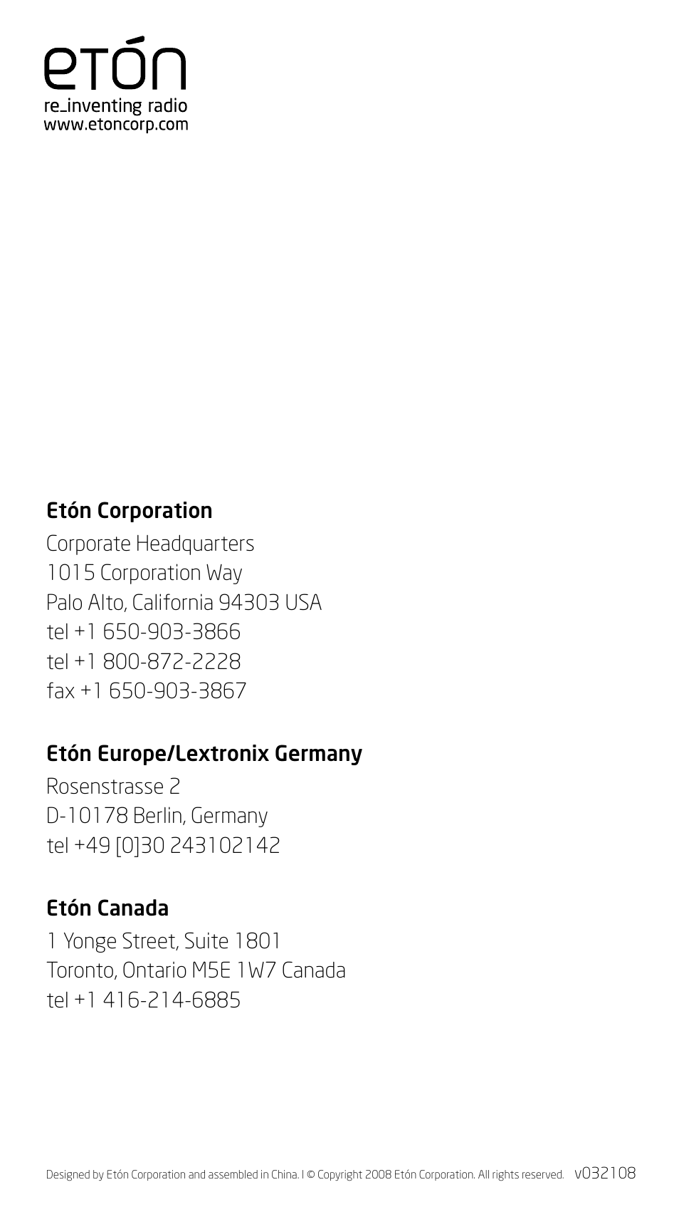 Eton MICROLINK FR150 User Manual | Page 26 / 26