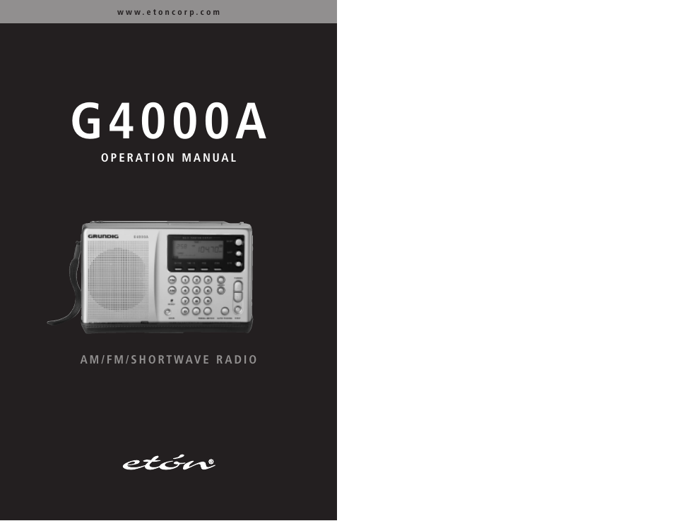 Eton G4000A User Manual | 19 pages