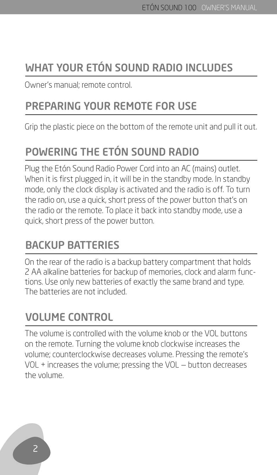 Eton Sound 100 User Manual | Page 4 / 52