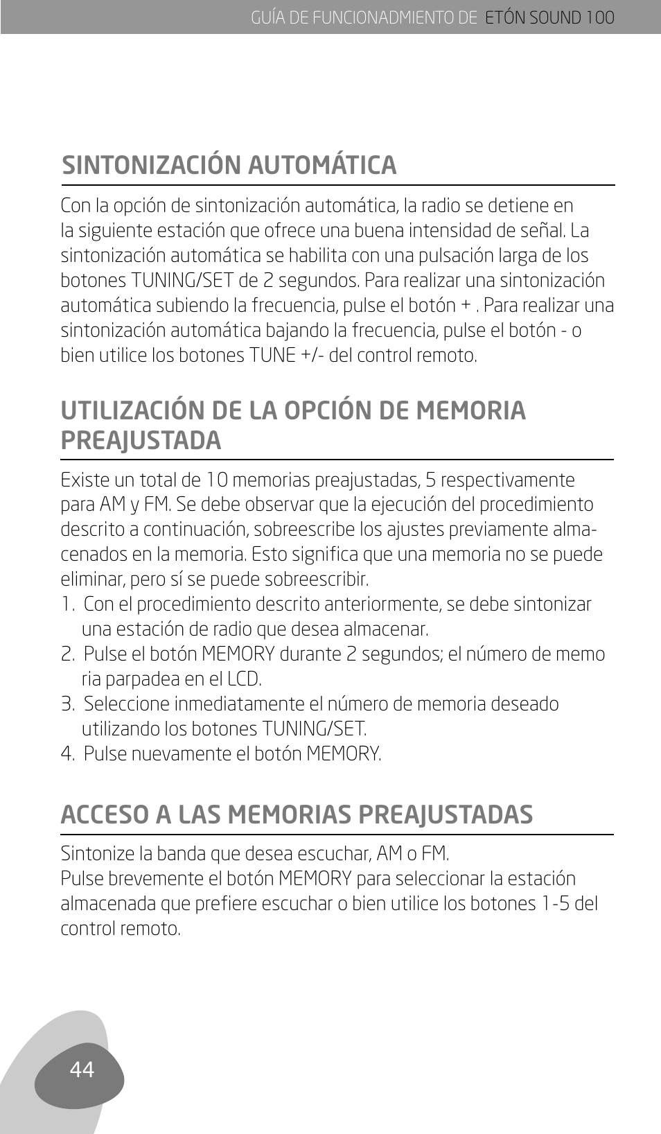 Eton Sound 100 User Manual | Page 46 / 52