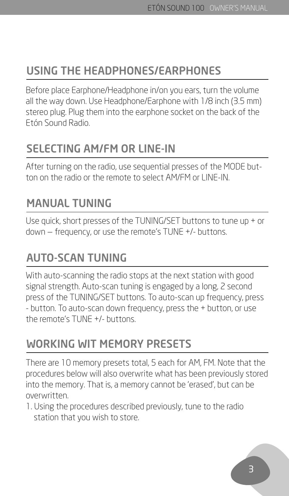 Eton Sound 100 User Manual | Page 5 / 52