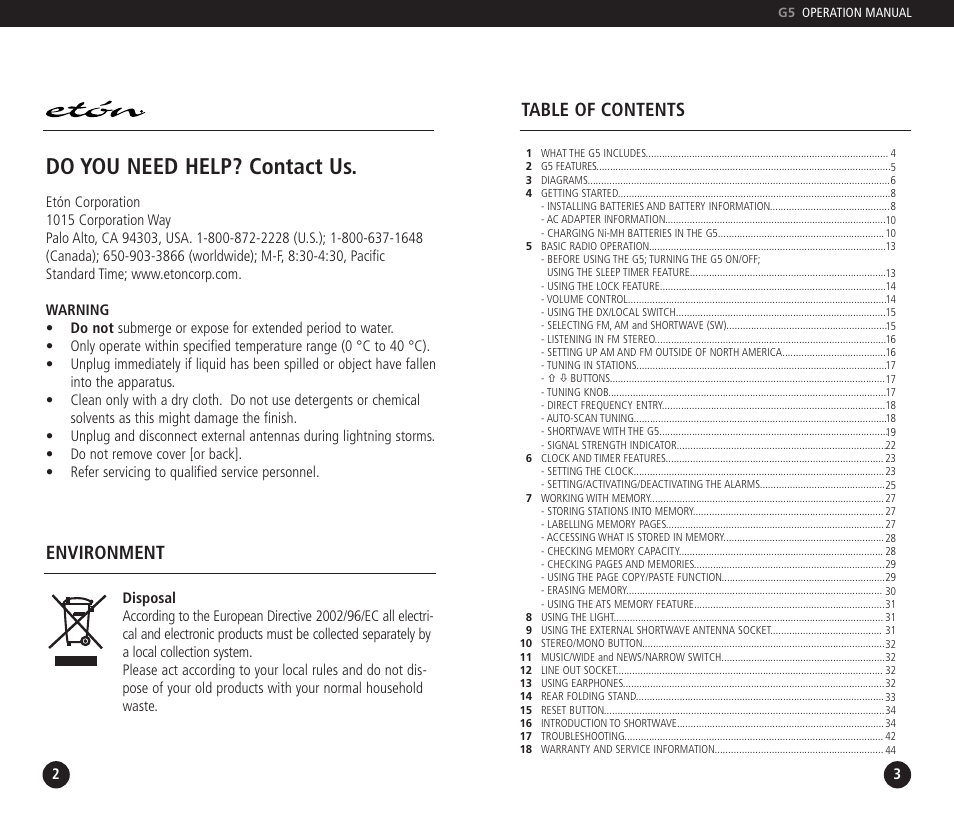 Eton DUAL CONVERSION G5 User Manual | Page 2 / 25