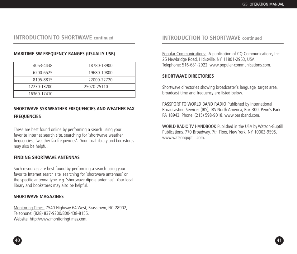 Eton DUAL CONVERSION G5 User Manual | Page 21 / 25