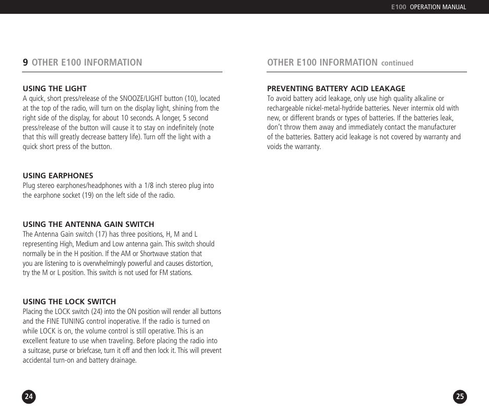 Eton E100 User Manual | Page 13 / 22