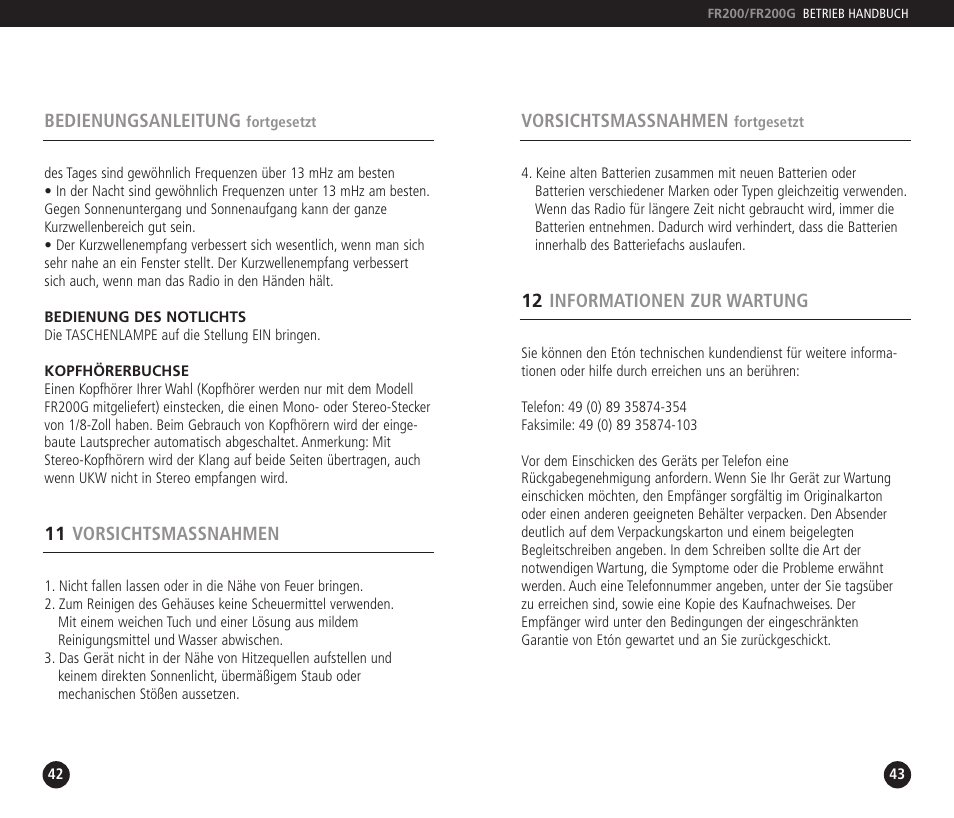 Eton FF200 User Manual | Page 22 / 24