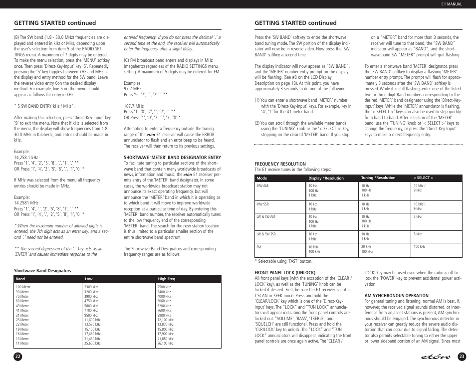 Getting started continued | Eton E1 User Manual | Page 12 / 40