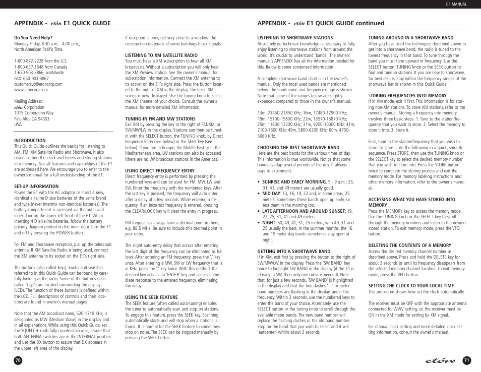Eton E1 User Manual | Page 36 / 40