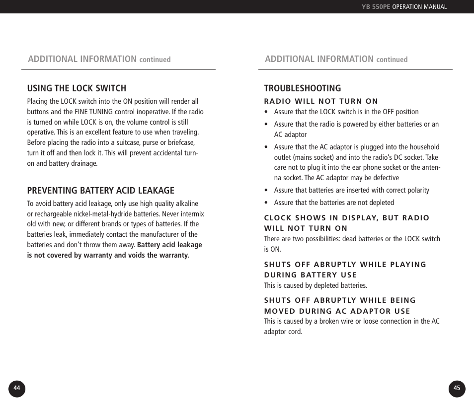 Eton YB550PEO User Manual | Page 23 / 128