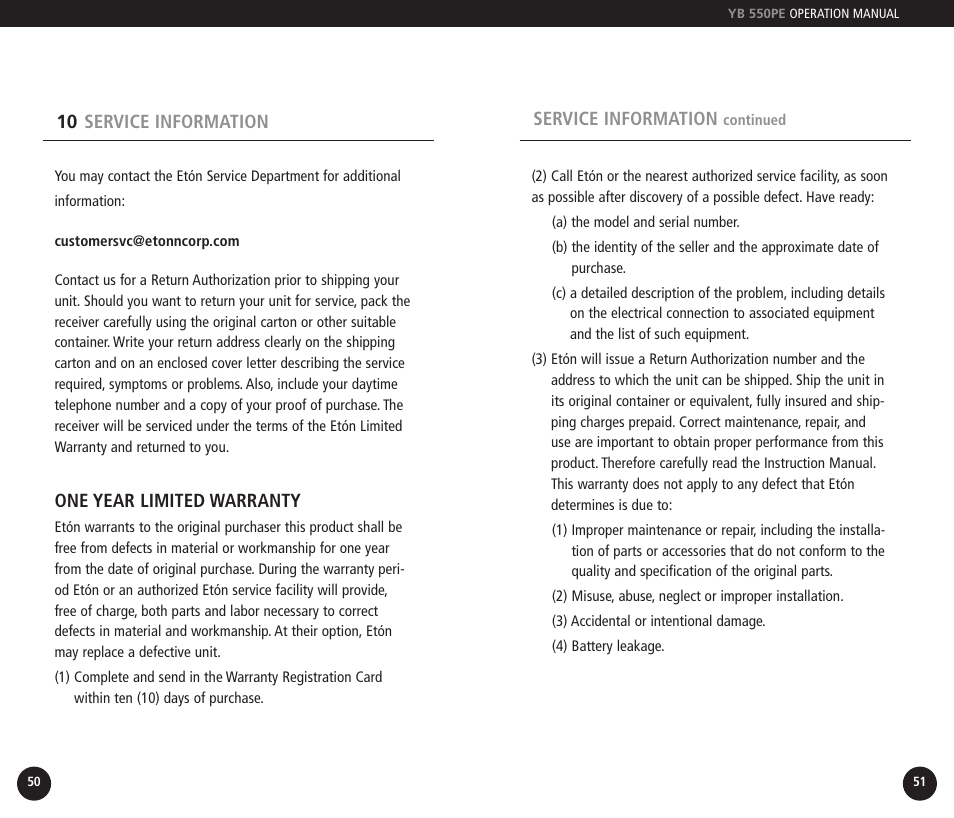 Eton YB550PEO User Manual | Page 26 / 128