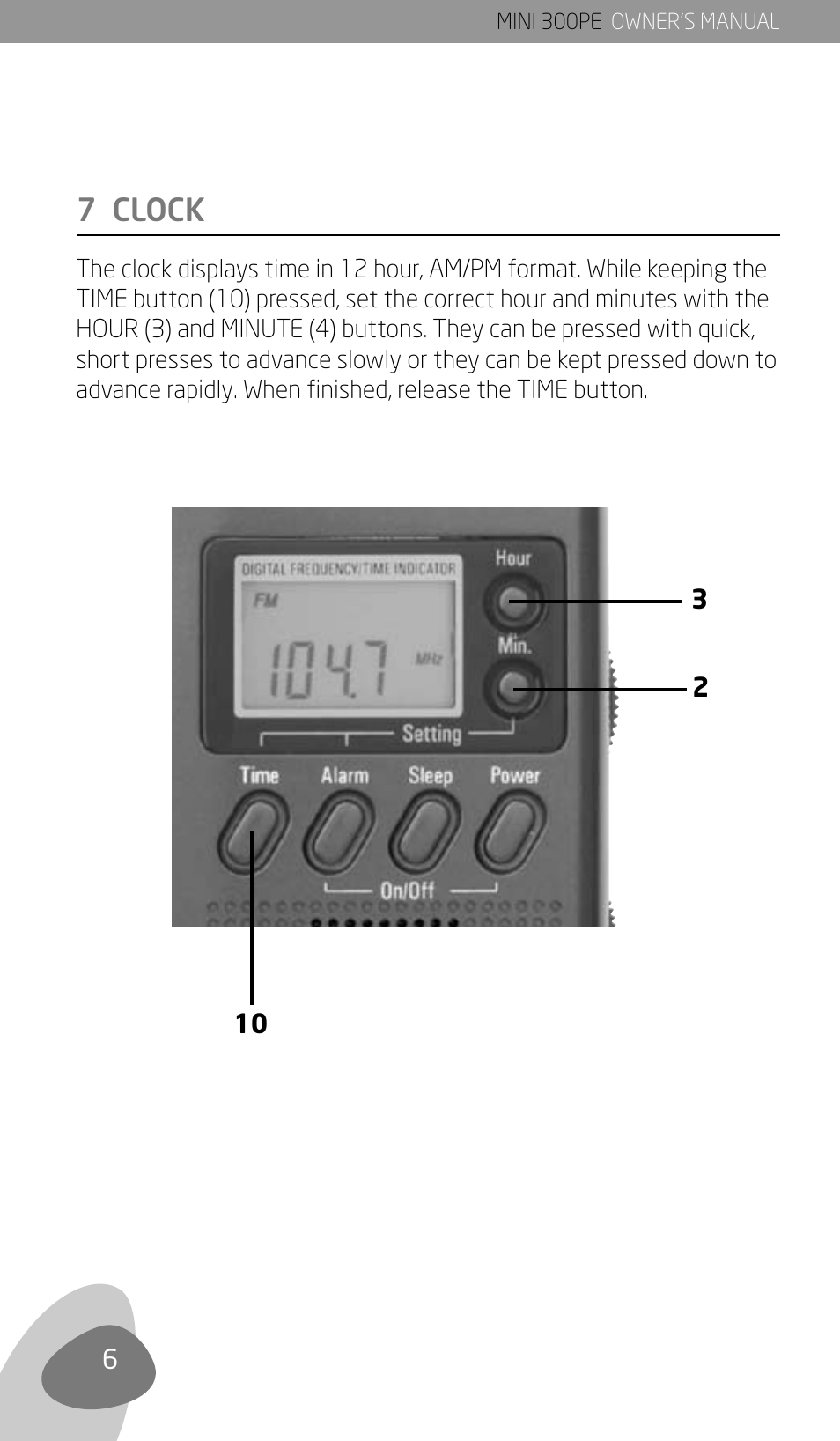 7 clock | Eton 300PE User Manual | Page 8 / 19