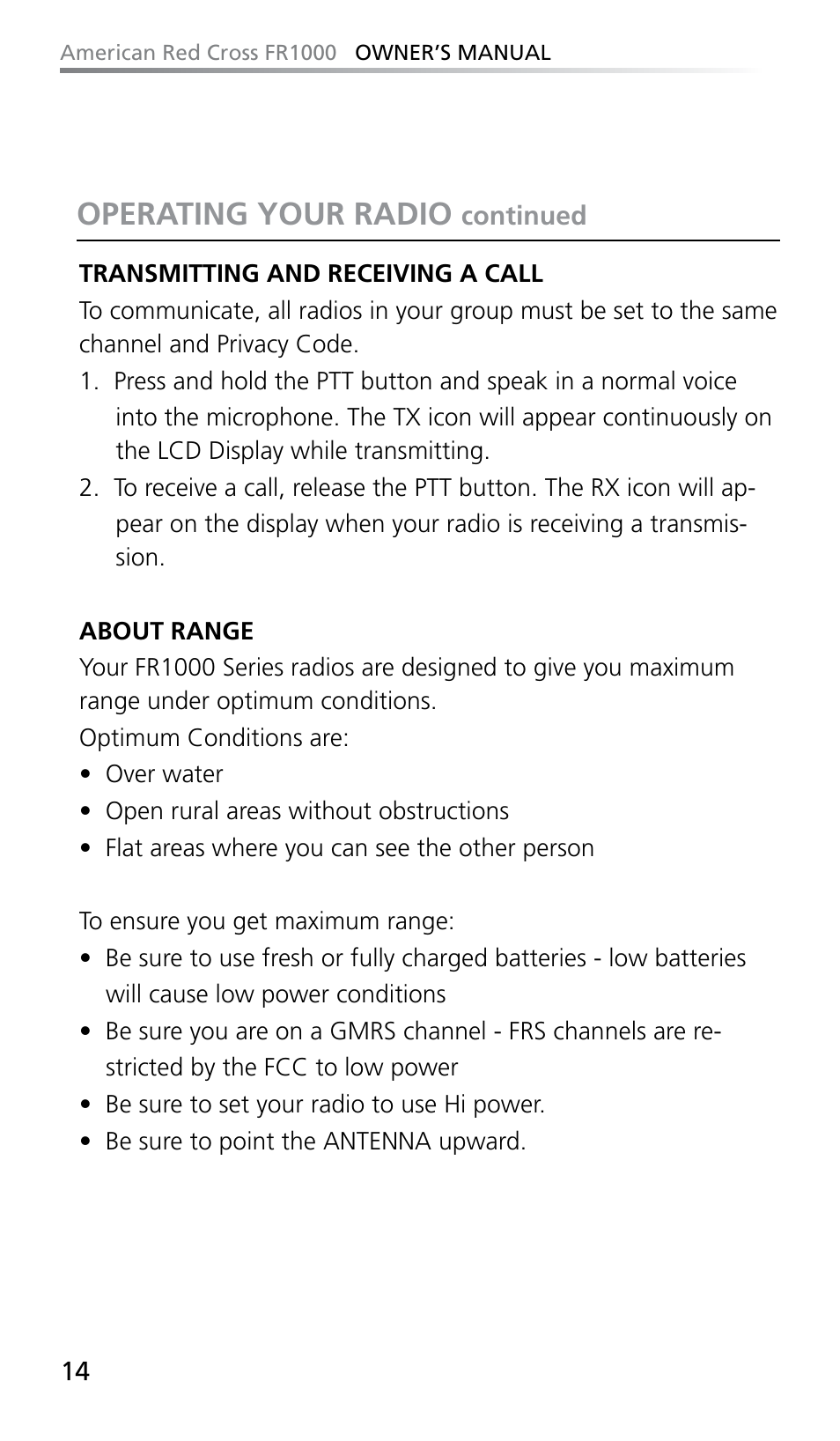Operating your radio | Eton FR1000 User Manual | Page 14 / 66