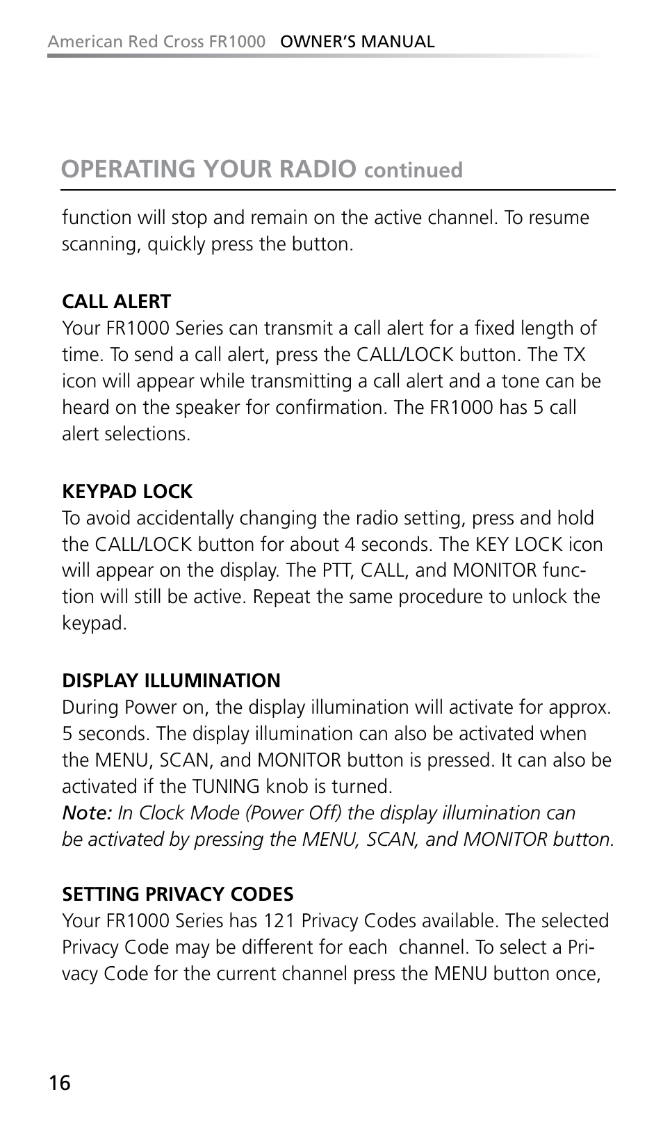 Operating your radio | Eton FR1000 User Manual | Page 16 / 66