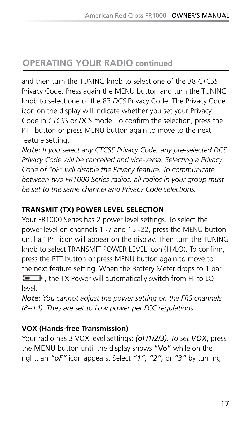 Operating your radio | Eton FR1000 User Manual | Page 17 / 66