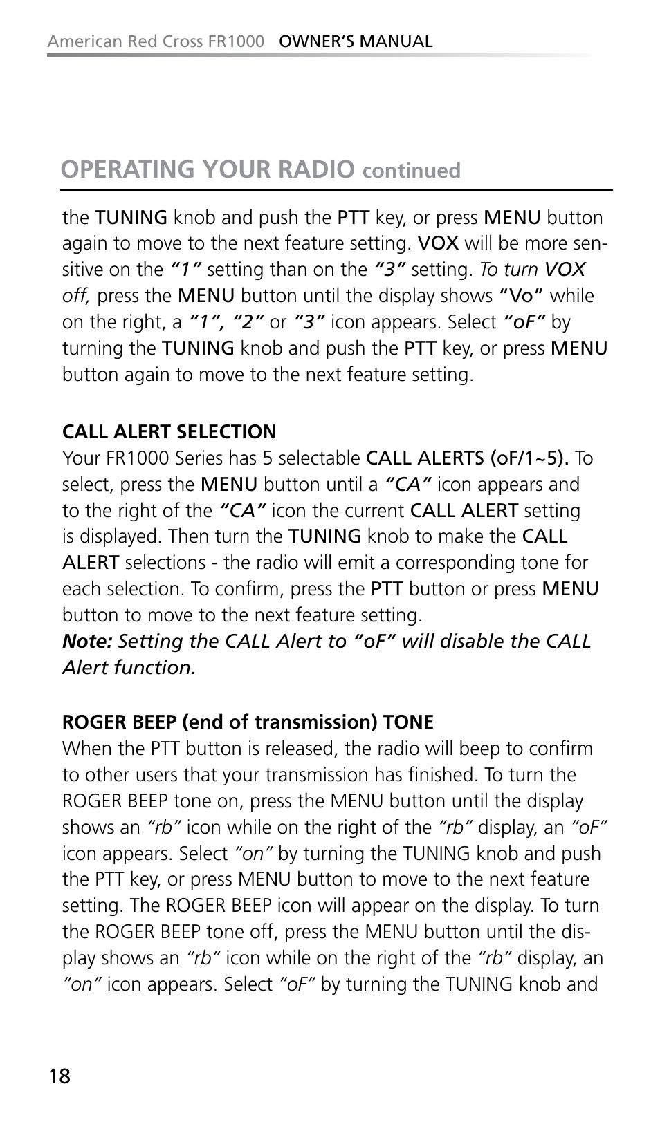 Operating your radio | Eton FR1000 User Manual | Page 18 / 66