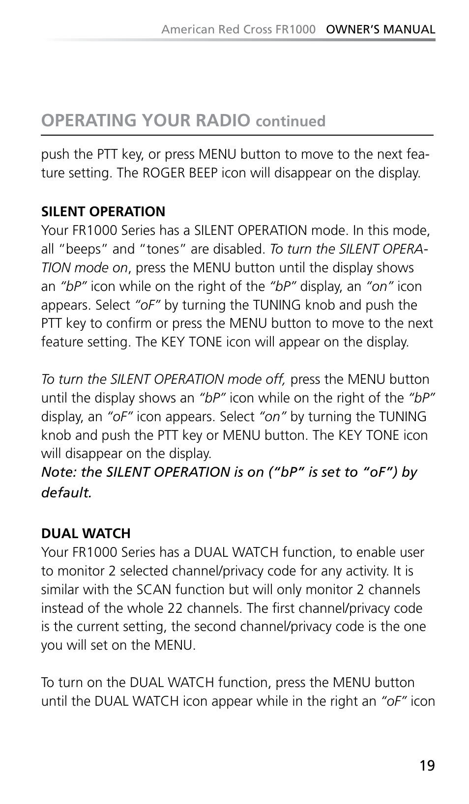 Operating your radio | Eton FR1000 User Manual | Page 19 / 66