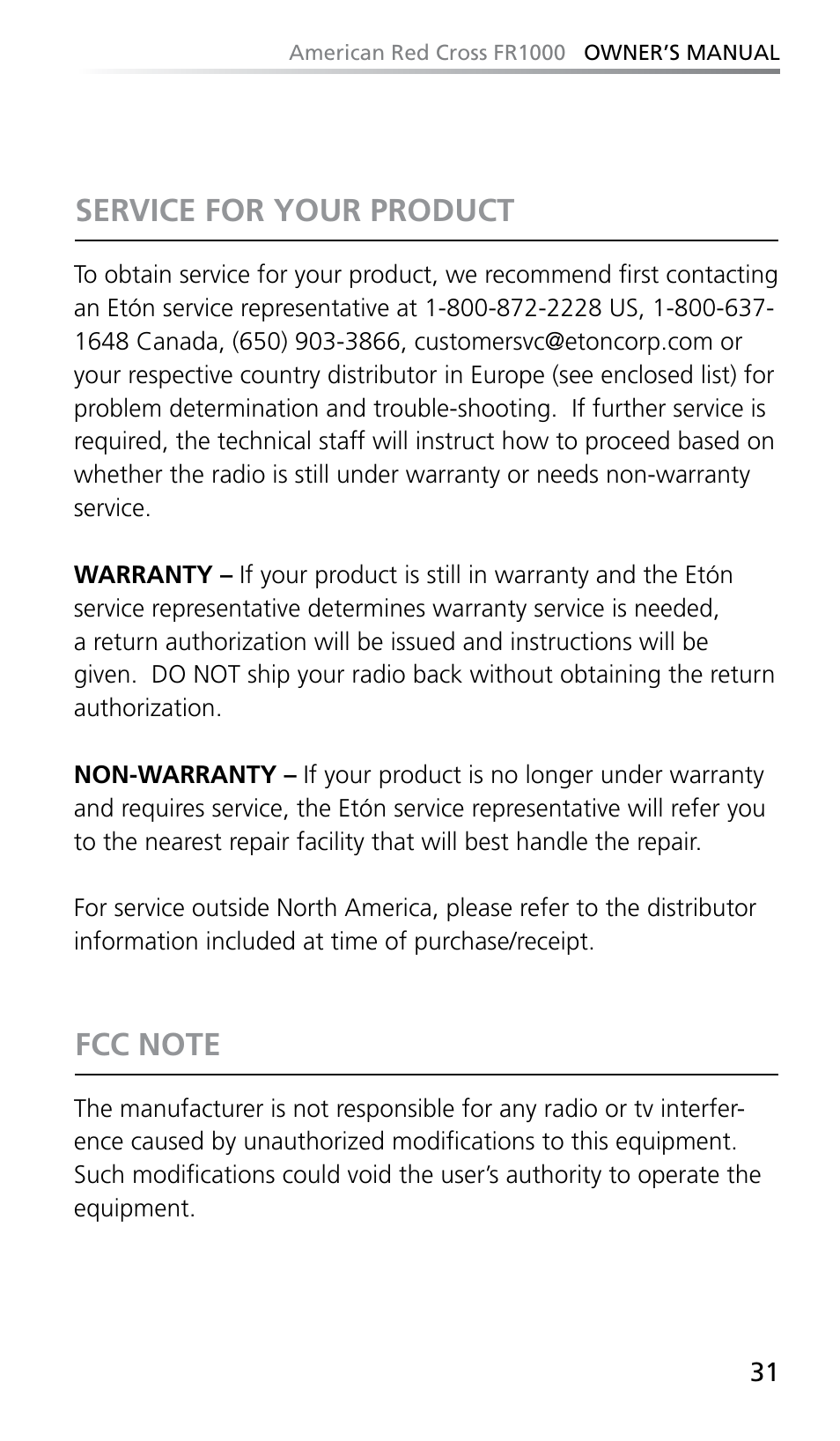 Eton FR1000 User Manual | Page 31 / 66