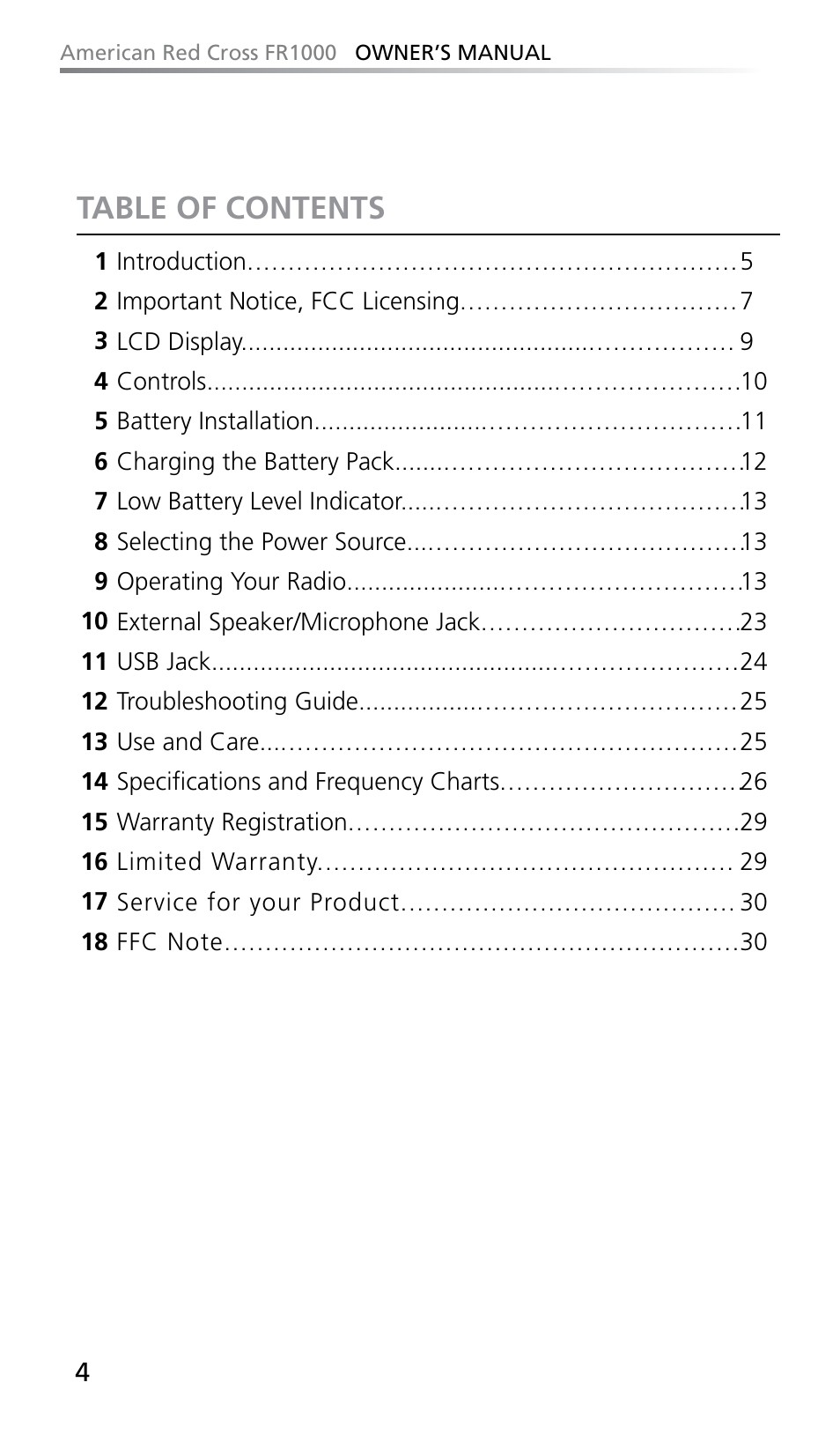 Eton FR1000 User Manual | Page 4 / 66