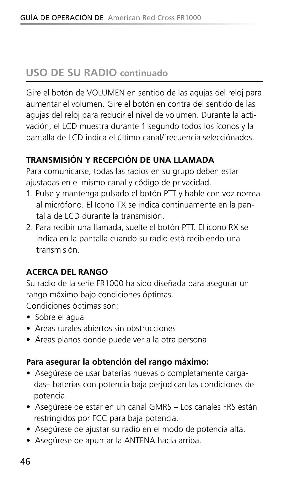 Uso de su radio | Eton FR1000 User Manual | Page 46 / 66