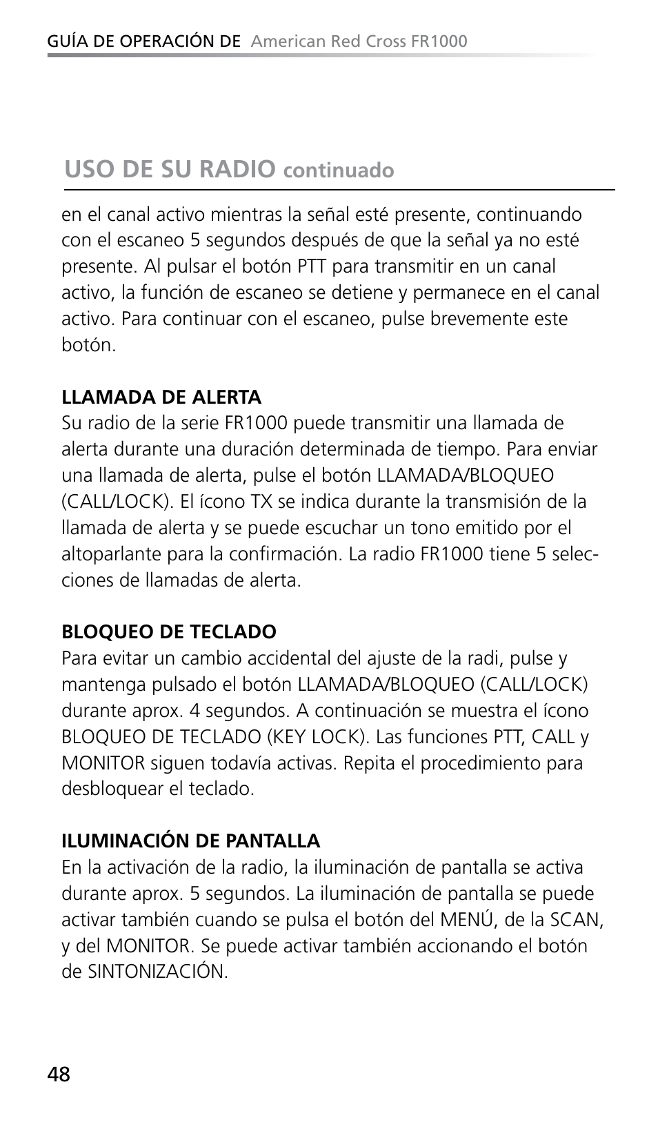 Uso de su radio | Eton FR1000 User Manual | Page 48 / 66