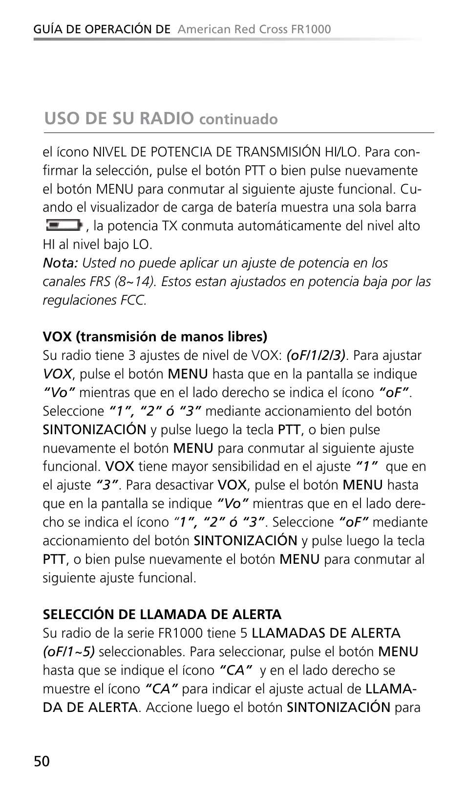 Uso de su radio | Eton FR1000 User Manual | Page 50 / 66