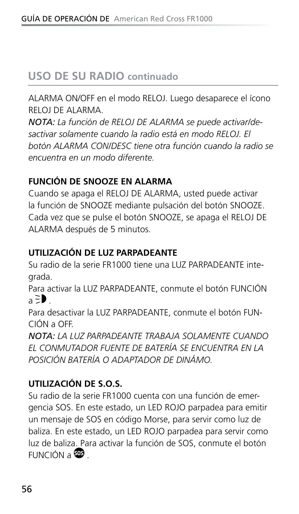 Uso de su radio | Eton FR1000 User Manual | Page 56 / 66