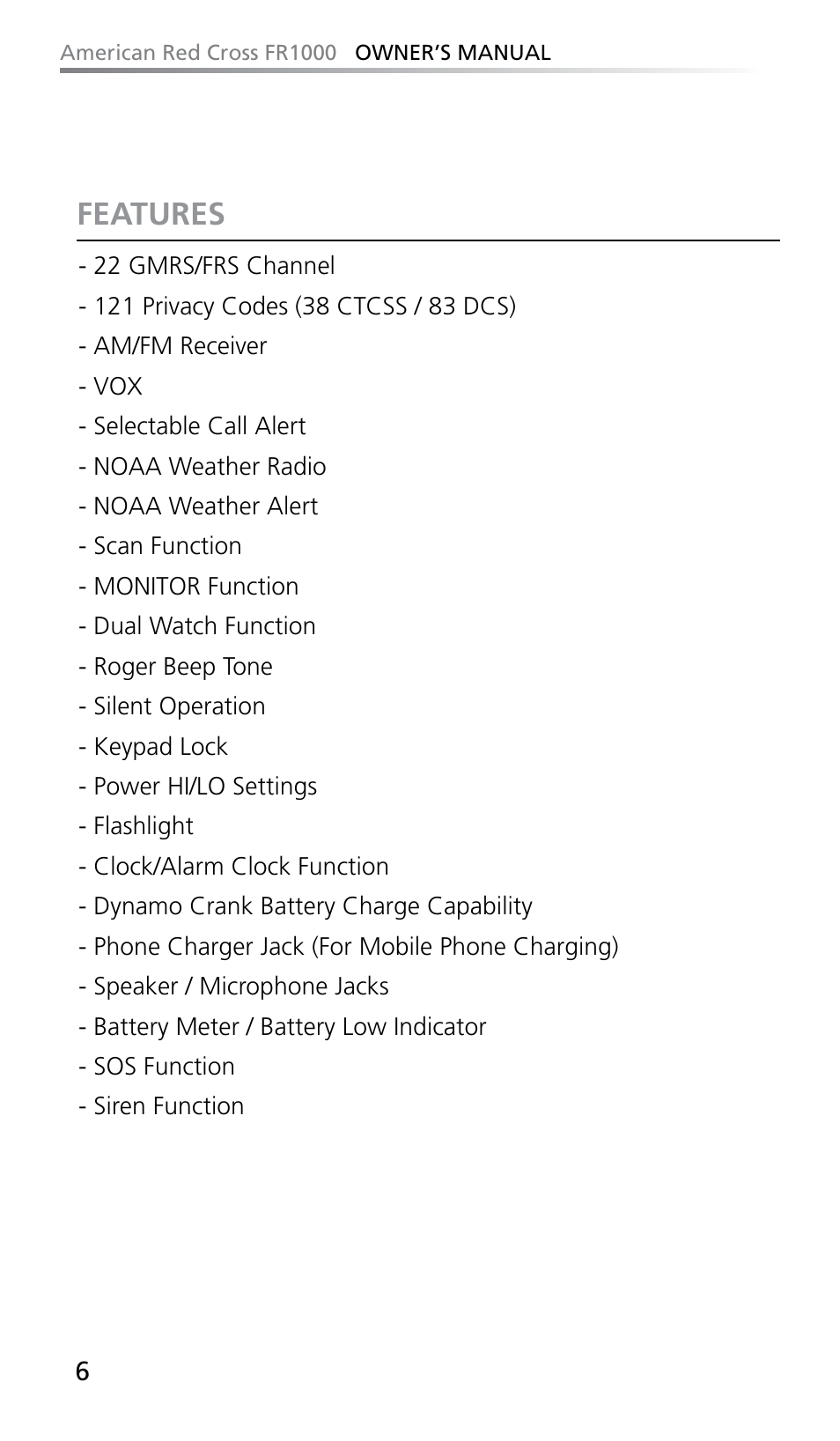 Features | Eton FR1000 User Manual | Page 6 / 66