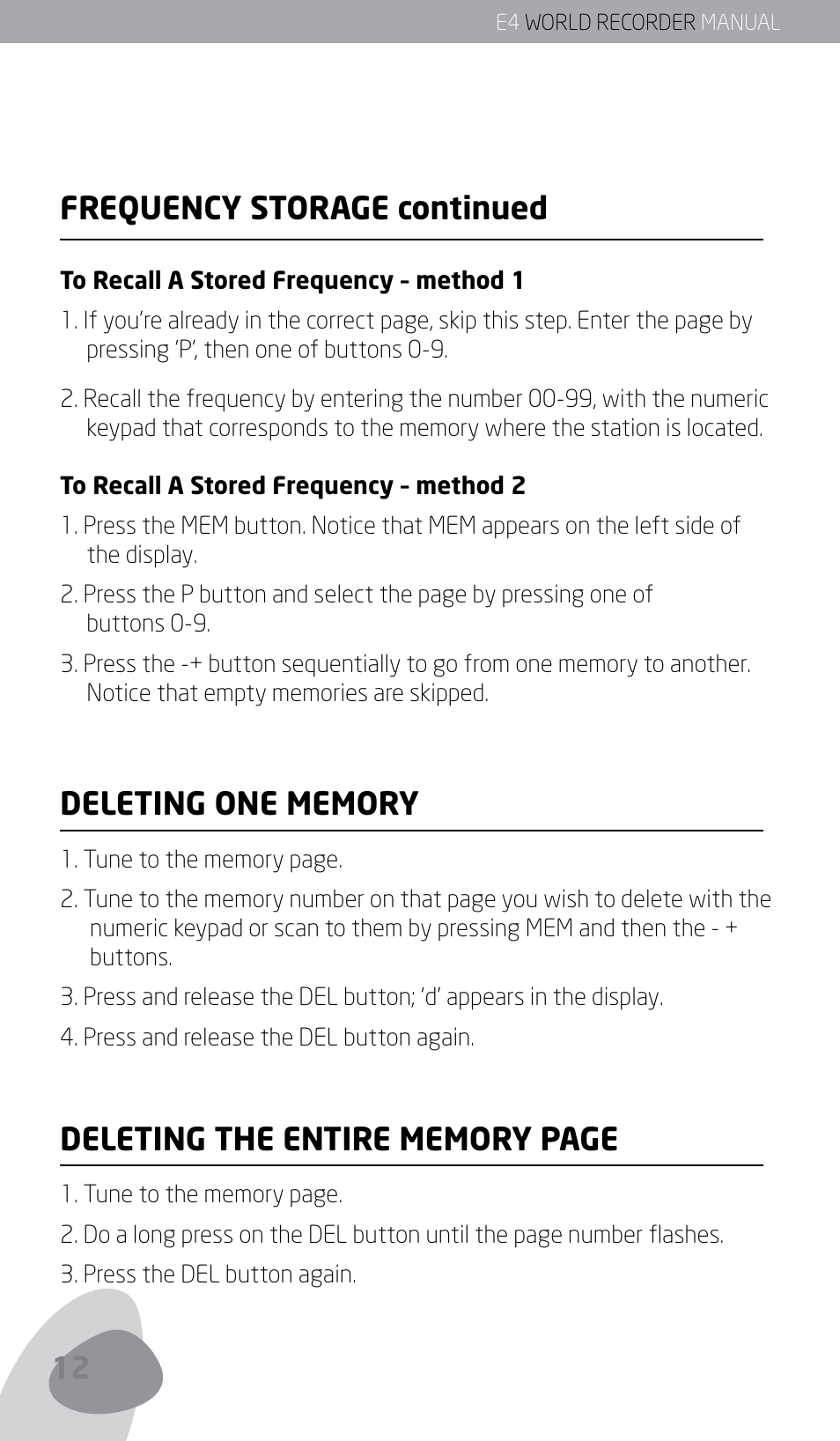 Frequency storage continued | Eton E4 User Manual | Page 12 / 140