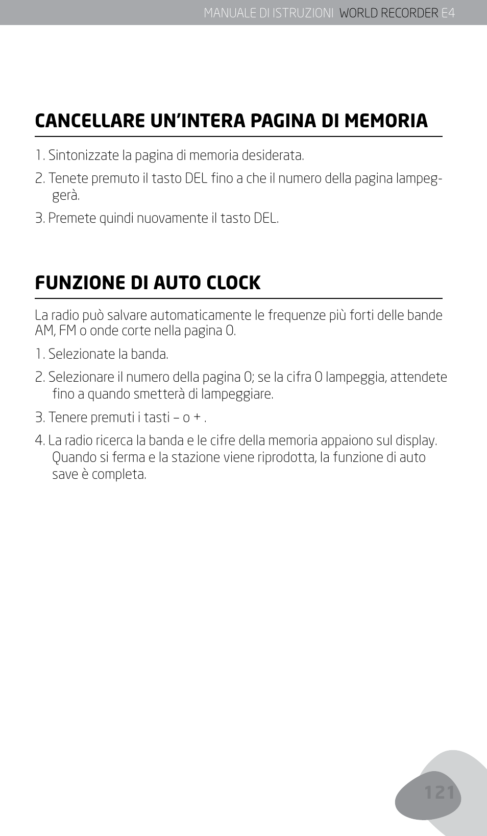 Funzione di auto clock | Eton E4 User Manual | Page 121 / 140