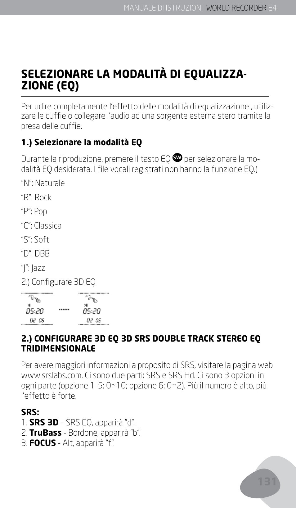 Selezionare la modalità di equalizza- zione (eq) | Eton E4 User Manual | Page 131 / 140