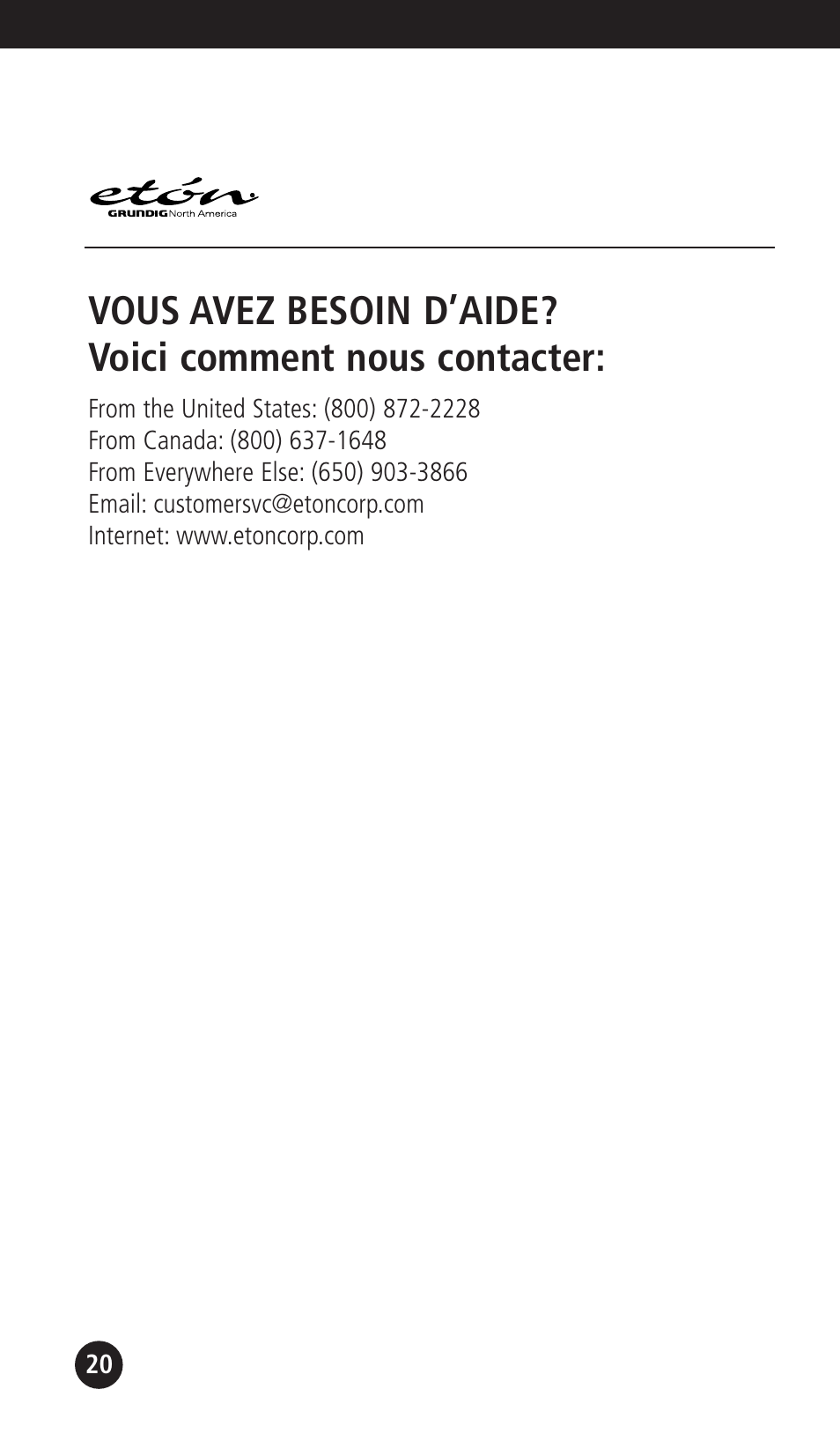 Eton G1000A User Manual | Page 20 / 56