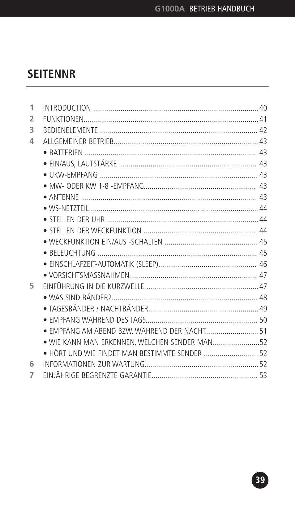 Seitennr | Eton G1000A User Manual | Page 39 / 56