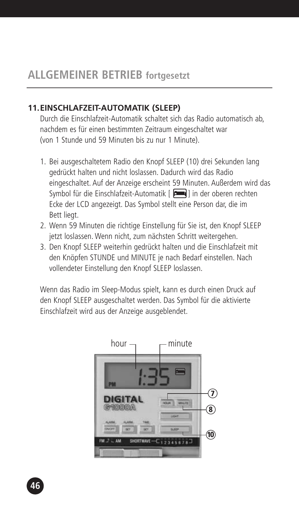 Allgemeiner betrieb | Eton G1000A User Manual | Page 46 / 56