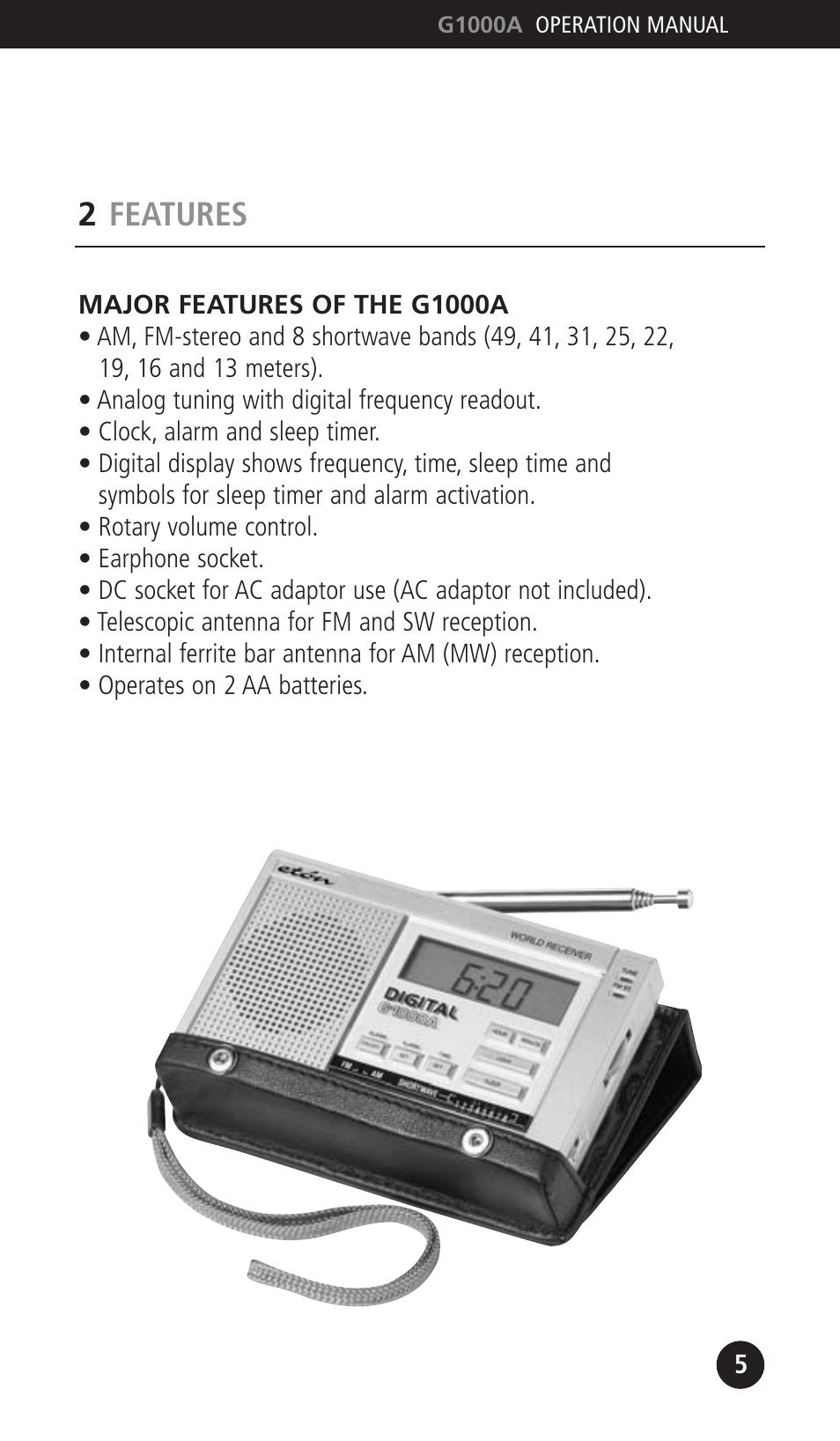 2features | Eton G1000A User Manual | Page 5 / 56