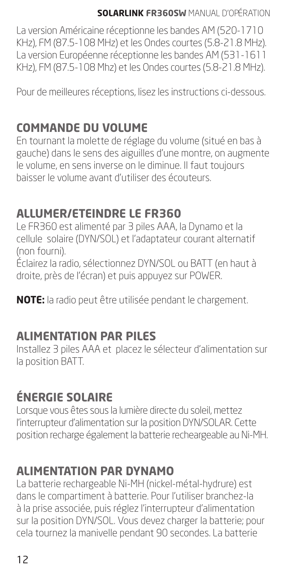 Eton FR360 User Manual | Page 12 / 48