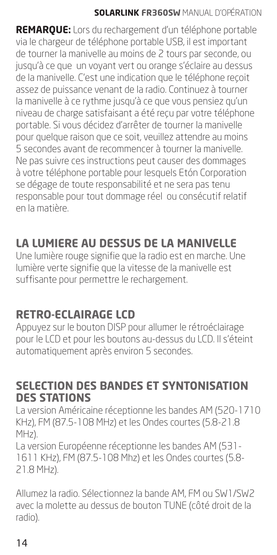 Eton FR360 User Manual | Page 14 / 48