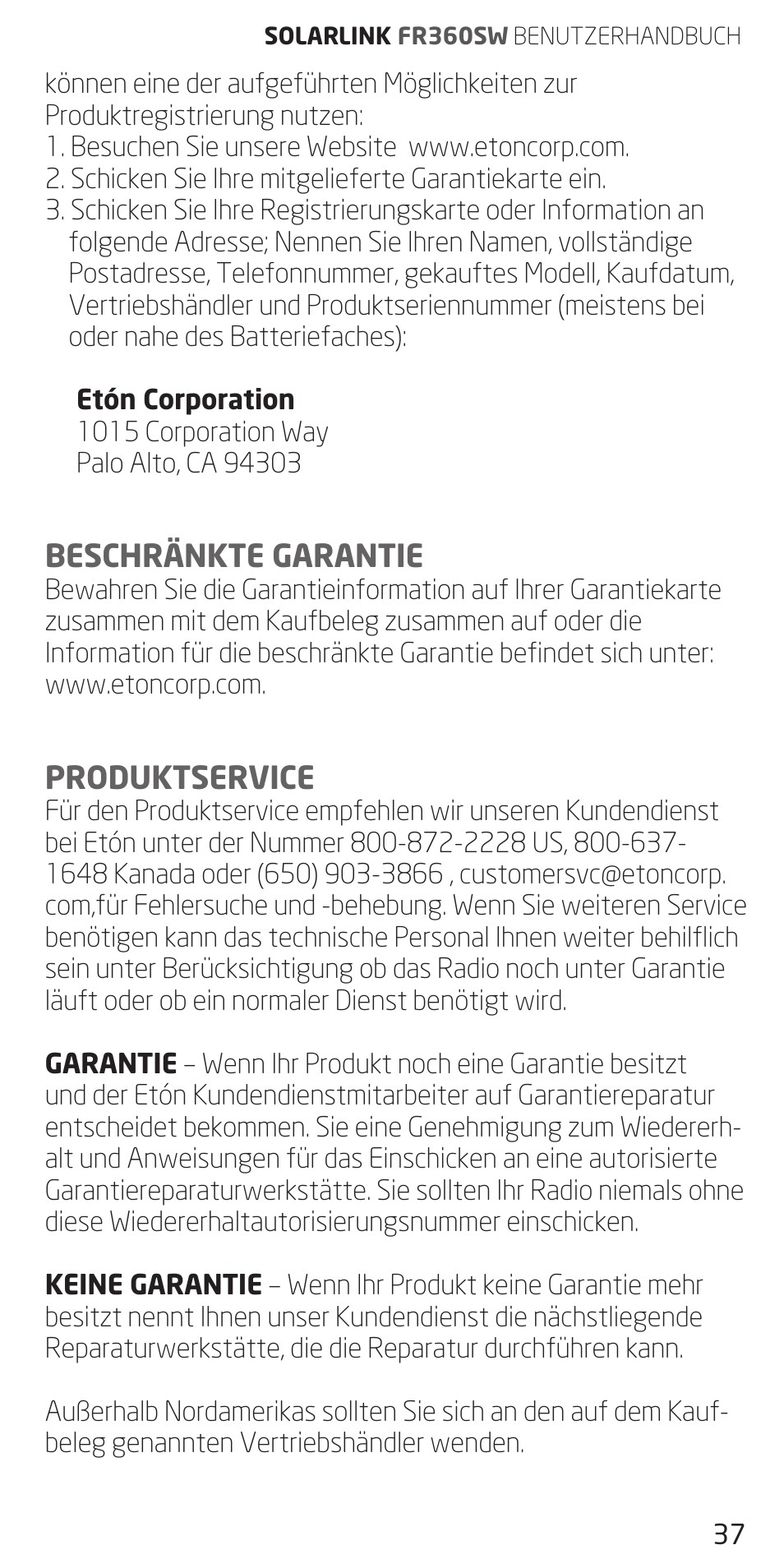 Eton FR360 User Manual | Page 37 / 48