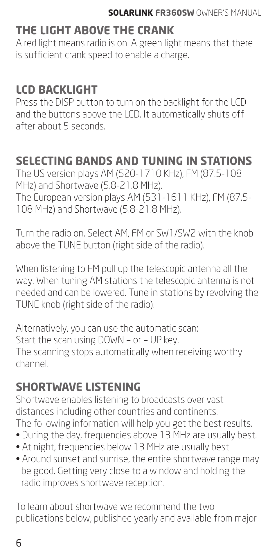 Eton FR360 User Manual | Page 6 / 48