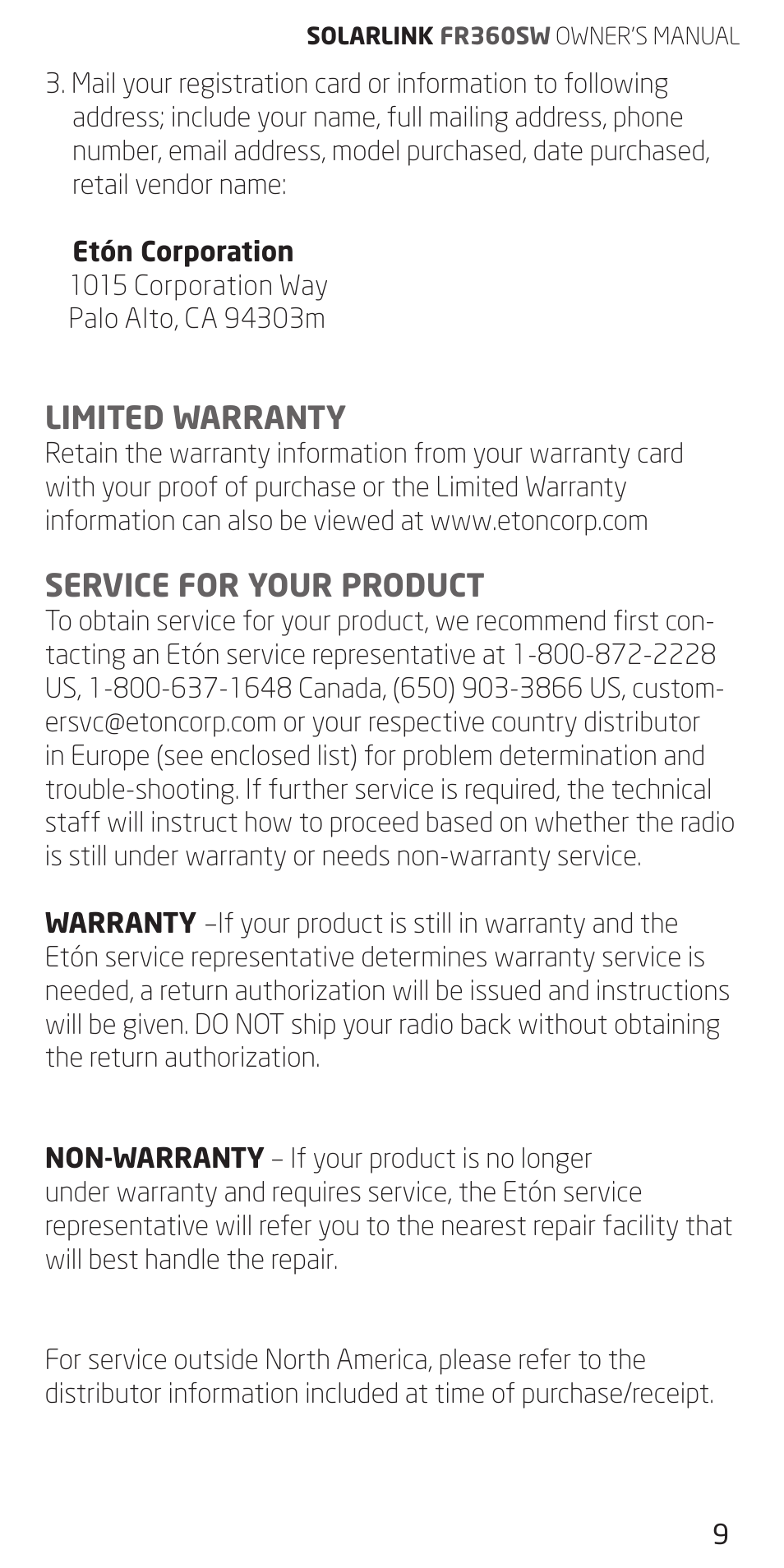 Eton FR360 User Manual | Page 9 / 48