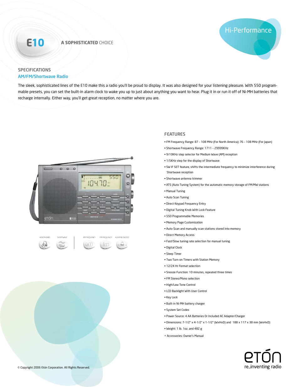 Eton E10 User Manual | 1 page