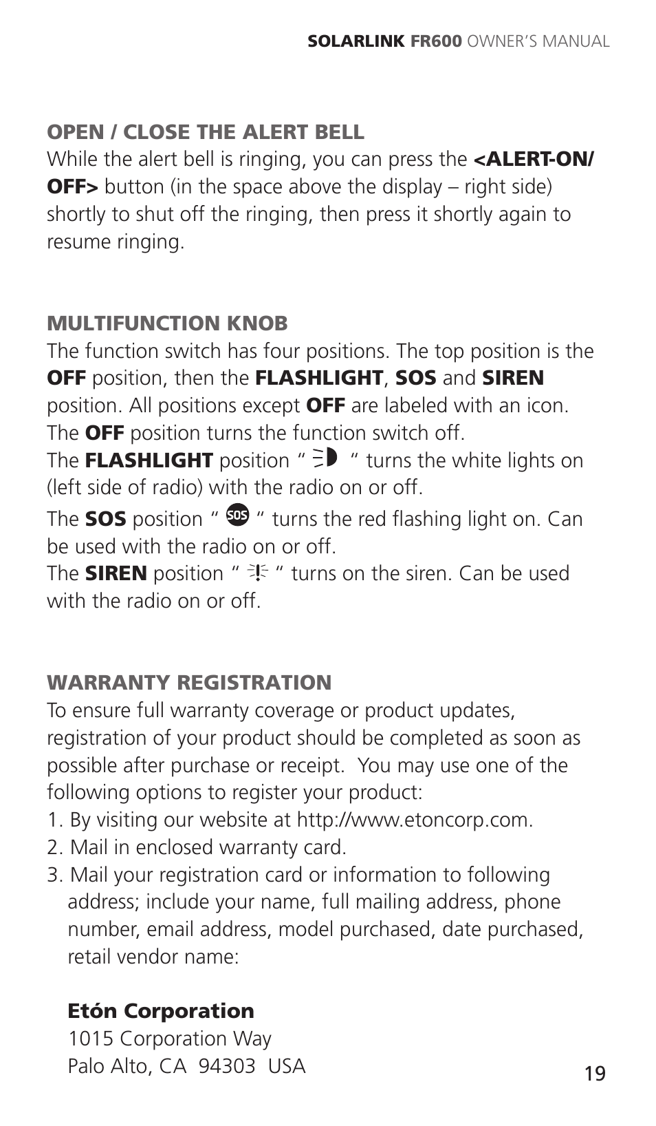 Eton Solarlink ARCFR600R User Manual | Page 19 / 68