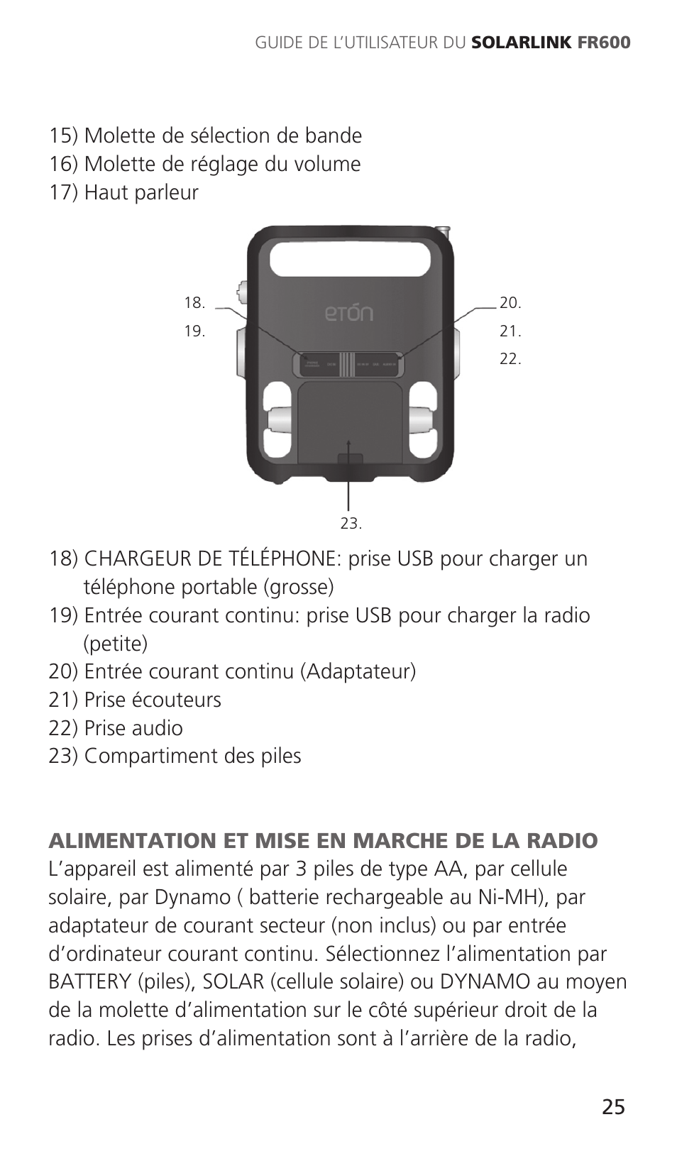 Eton Solarlink ARCFR600R User Manual | Page 25 / 68