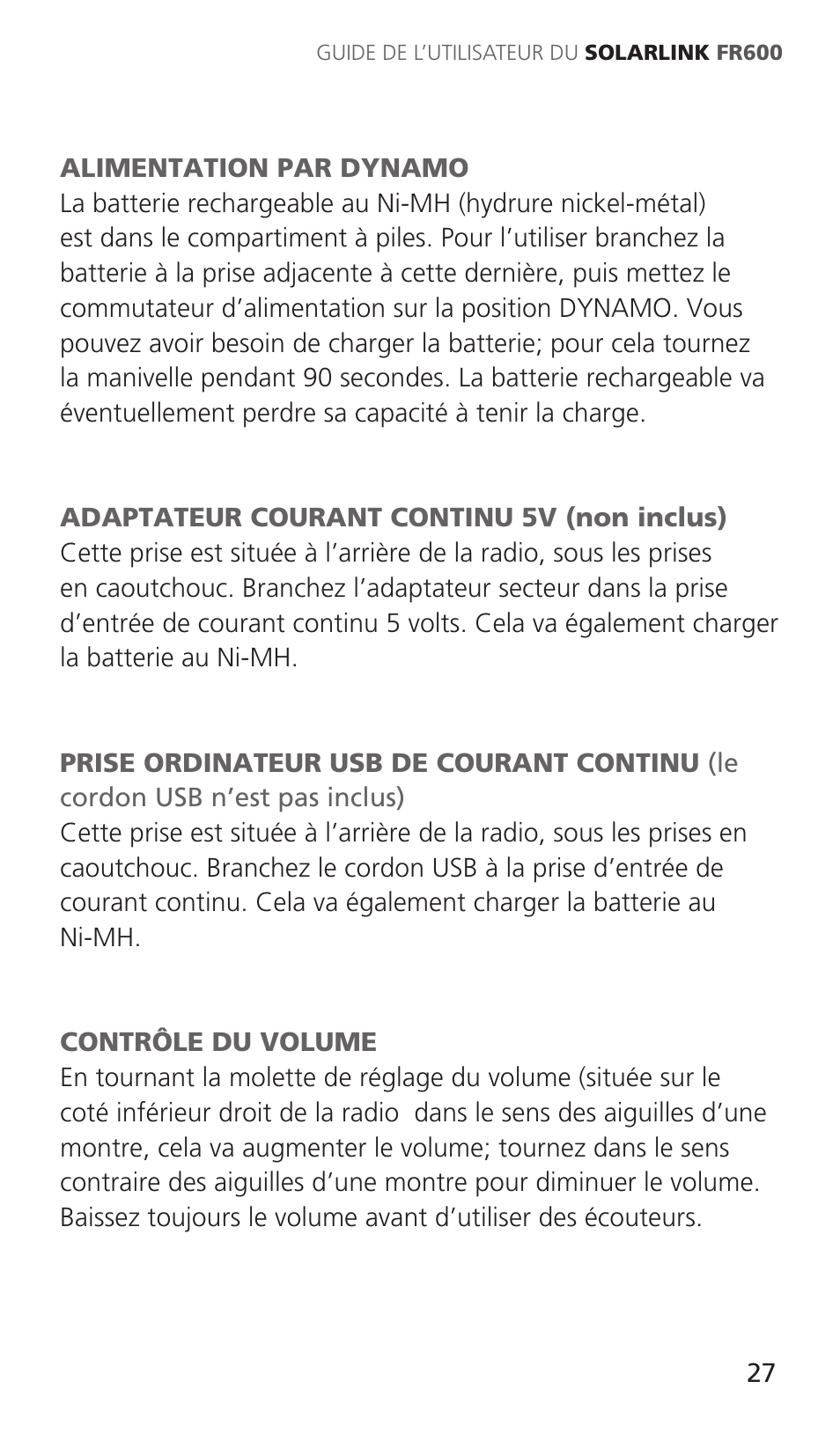 Eton Solarlink ARCFR600R User Manual | Page 27 / 68